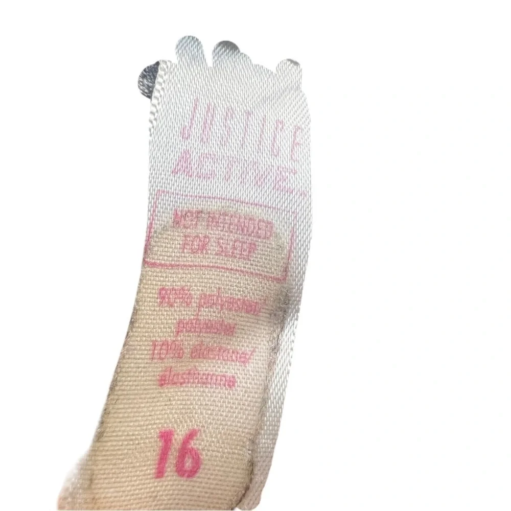 JUSTICE Active Leggings Logo Print gray Pink Sz 16